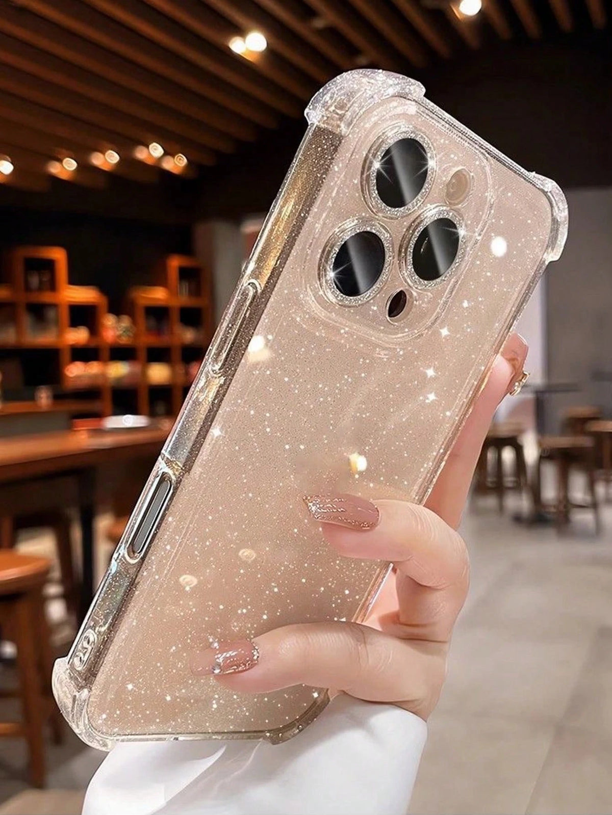 Sequin Luxury Shiny Transparent Soft Phone Case, Compatible With IPhone 16 Pro Max 15 14 13 12 11 Pro Plus 16E, Lens Protection Cover, Waterproof Shockproof Anti-Drop Anti-Scratch
