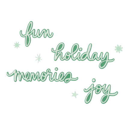 Sizzix - Thinlits Die Set by Vicki Boutin - Holiday Script. (15pk). Available at Embellish Away located in Bowmanville Ontario Canada.