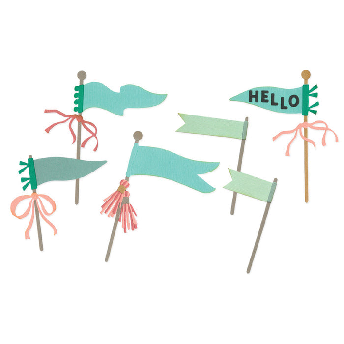 Sizzix - Thinlits Die Set by Vicki Boutin - Layering Pennant Flags. (16pk). Available at Embellish Away located in Bowmanville Ontario Canada.