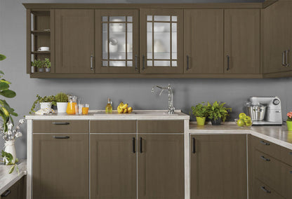 Retique It Smooth Finish Kit in Black Walnut for wood finishes, shown on kitchen cabinets with a sleek, polished look.