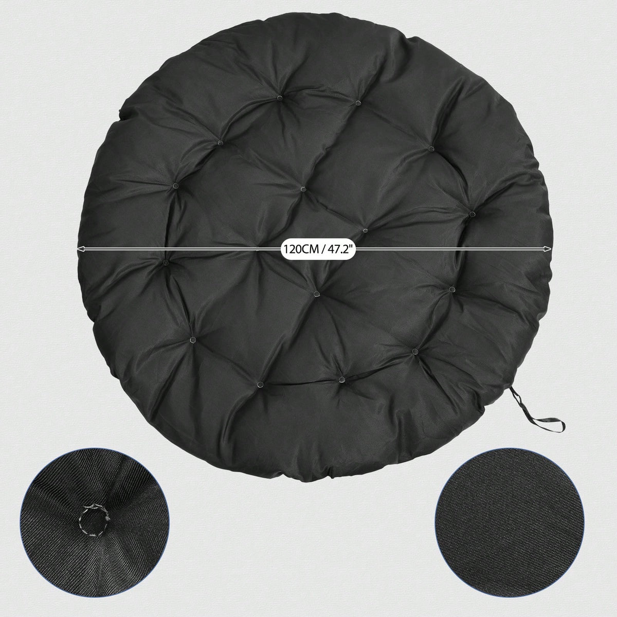 Soft Thick Papasan Cushion Only, 48" Large Circle Swing Egg Chair Pad Cushion With Polyester Cover (Without Chair), Waterproof UV Resistant Hammock Replacement For Indoor & Outdoor Garden Patio