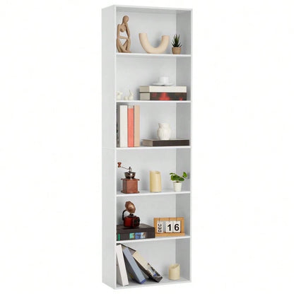 Studyset 6 Tiers Tall Bookcase,Display Storage Shelves 70" Tall Bookcase Book Shelves Wooden Bookshelves For Home Office, Living Room, Bed Room