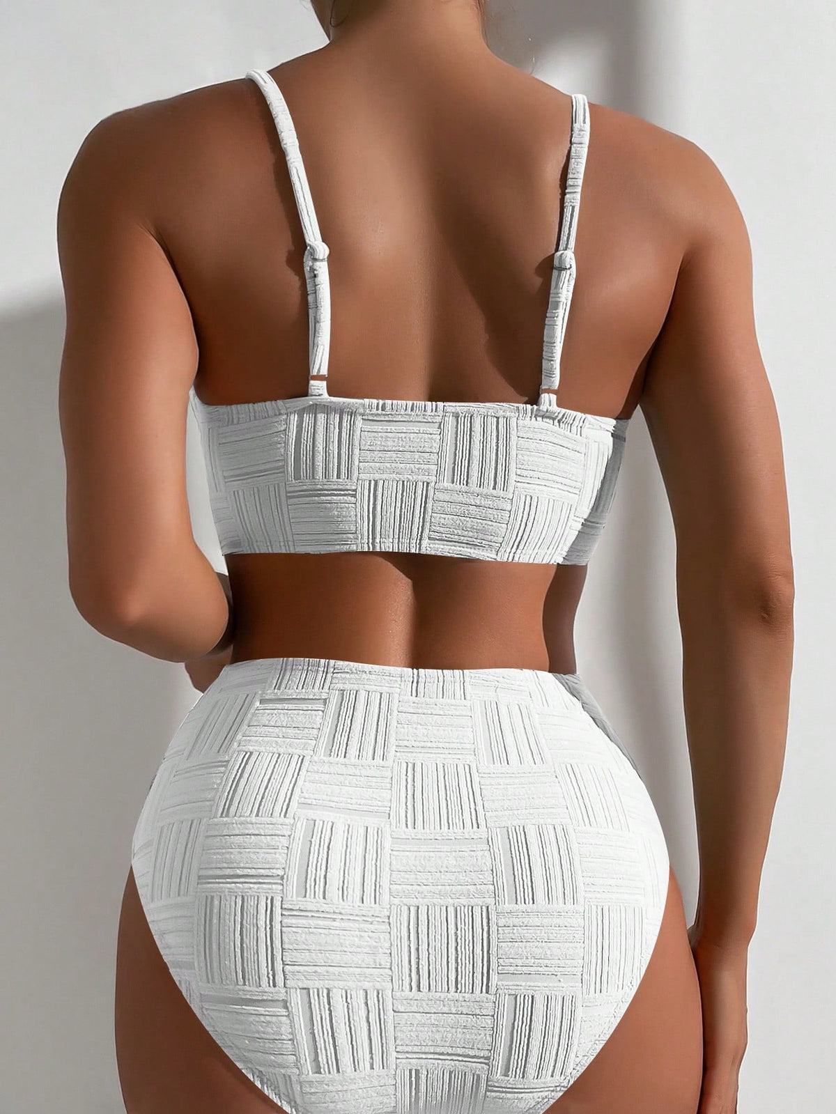 Swim Basics Summer Beach Plain High Waisted Bikini Set