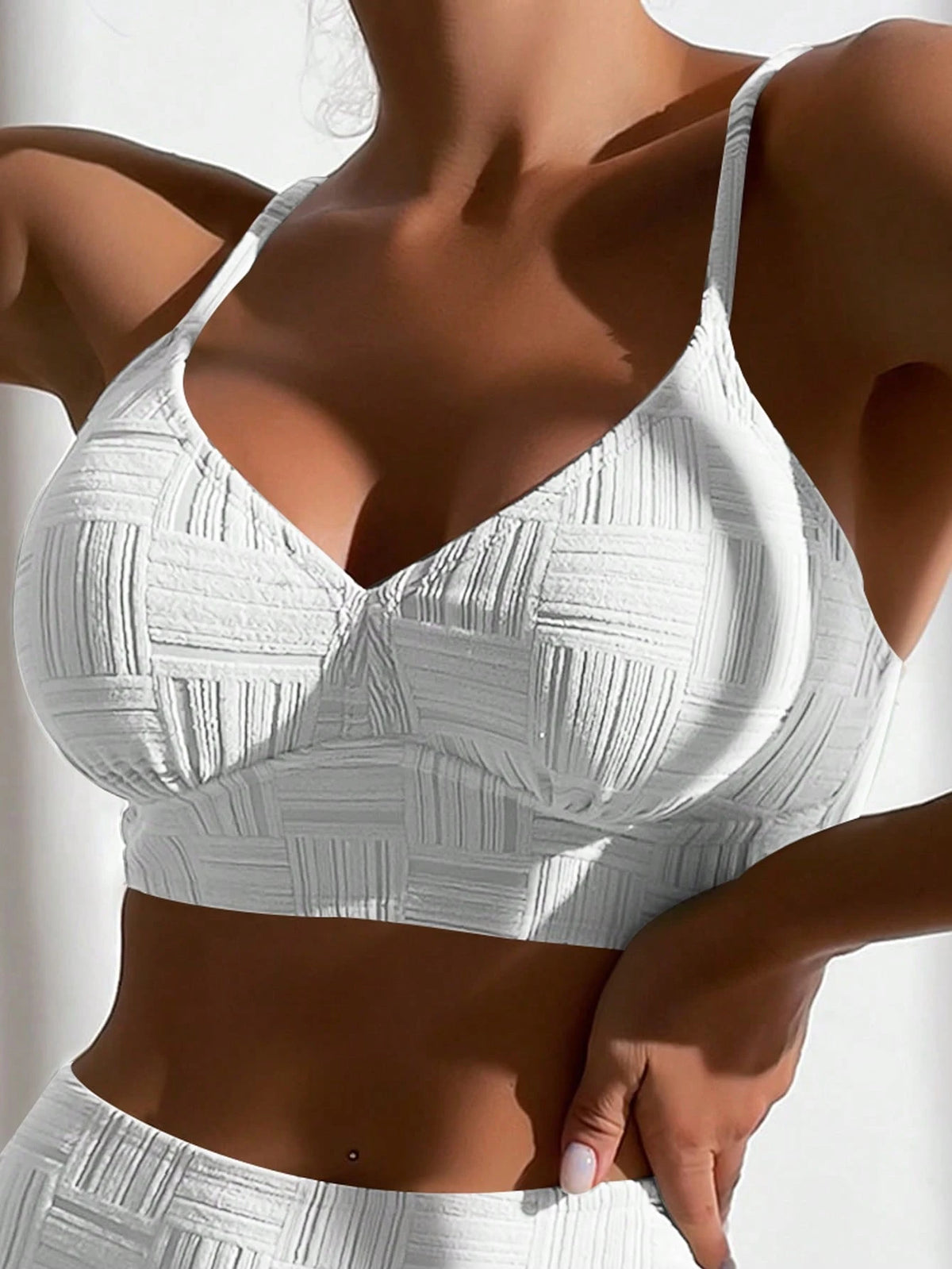 Swim Basics Summer Beach Plain High Waisted Bikini Set