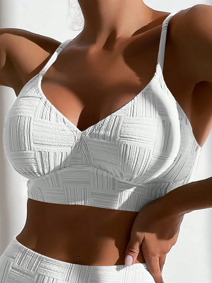 Swim Basics Summer Beach Plain High Waisted Bikini Set