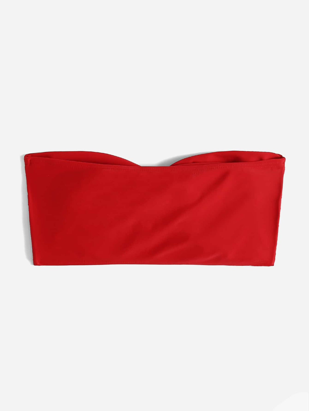 Swim Basics Summer Beach Solid Twist Front Bandeau Bikini Top