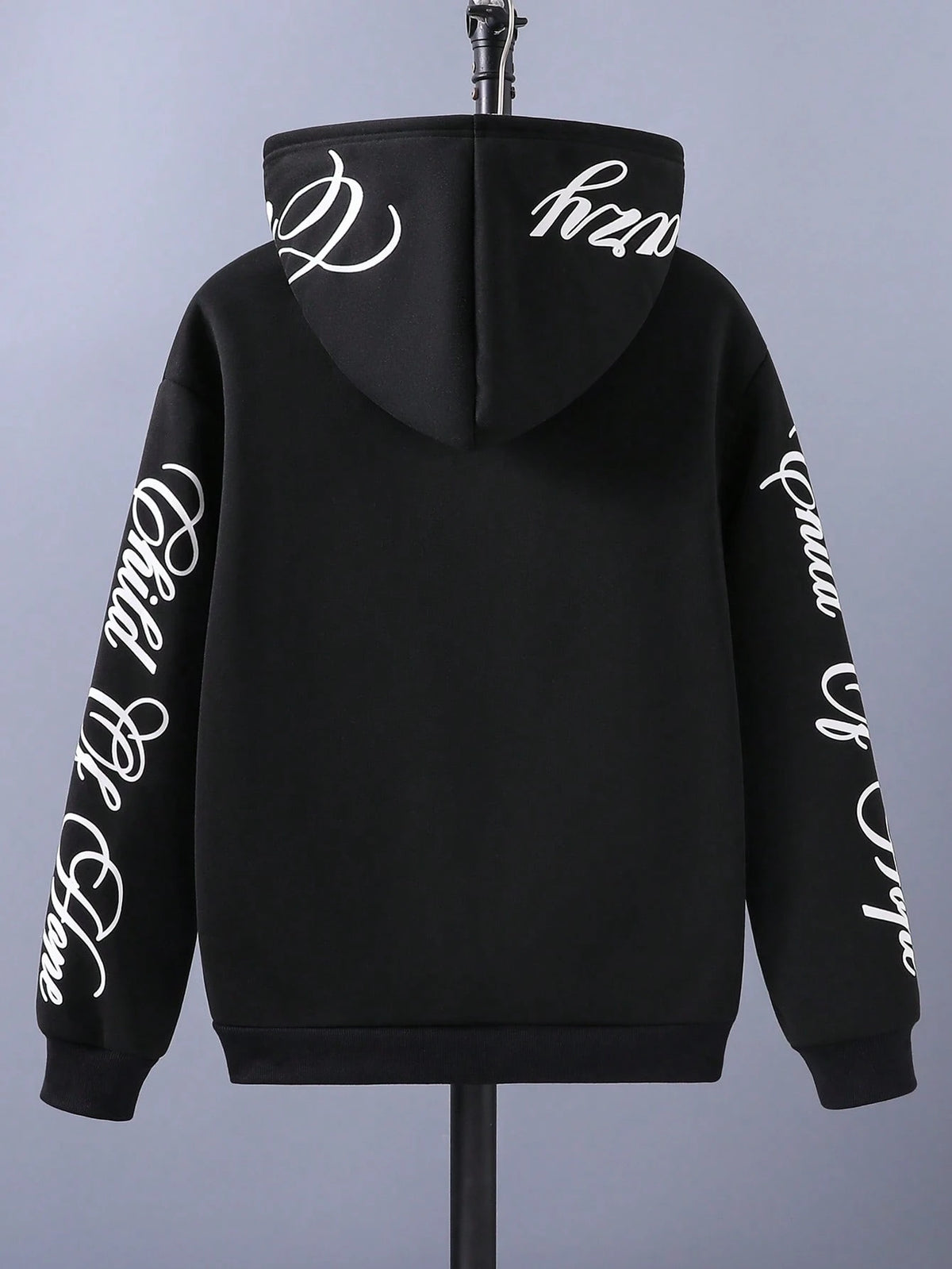 Teen Boy All-Match Pattern Print Multi-Function Hooded Zip-Up Sweatshirt
