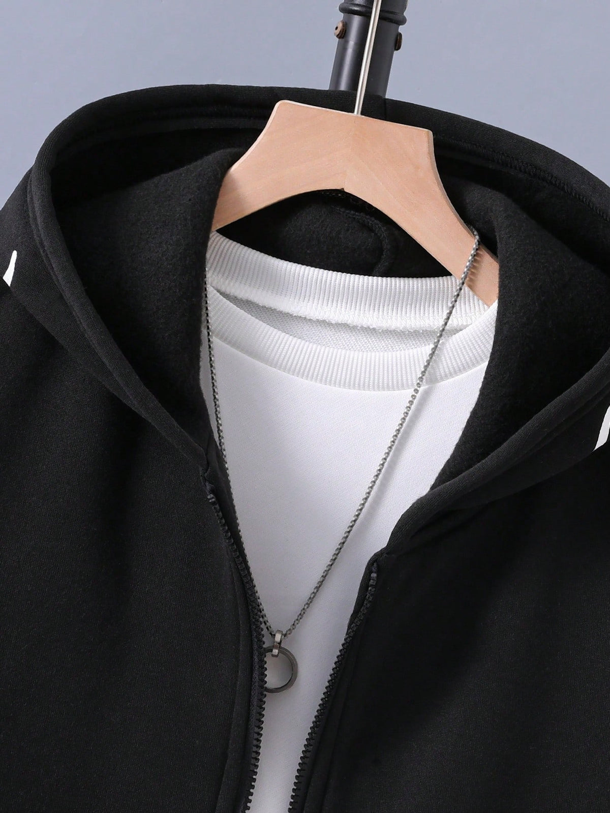 Teen Boy All-Match Pattern Print Multi-Function Hooded Zip-Up Sweatshirt