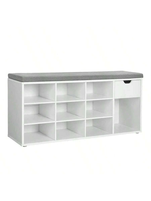 VASAGLE Storage Bench, Entryway Bench With Cushion, Drawer And Open Compartments, Bench With Storage, For Living Room, Bedroom, Closet