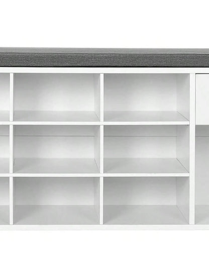 VASAGLE Storage Bench, Entryway Bench With Cushion, Drawer And Open Compartments, Bench With Storage, For Living Room, Bedroom, Closet