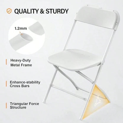 VINGLI 10 Pack Black Plastic Folding Chair, Indoor Outdoor Portable Stackable Commercial Seat With Steel Frame 350lb. Capacity For Events Office Wedding Party Picnic Kitchen Dining