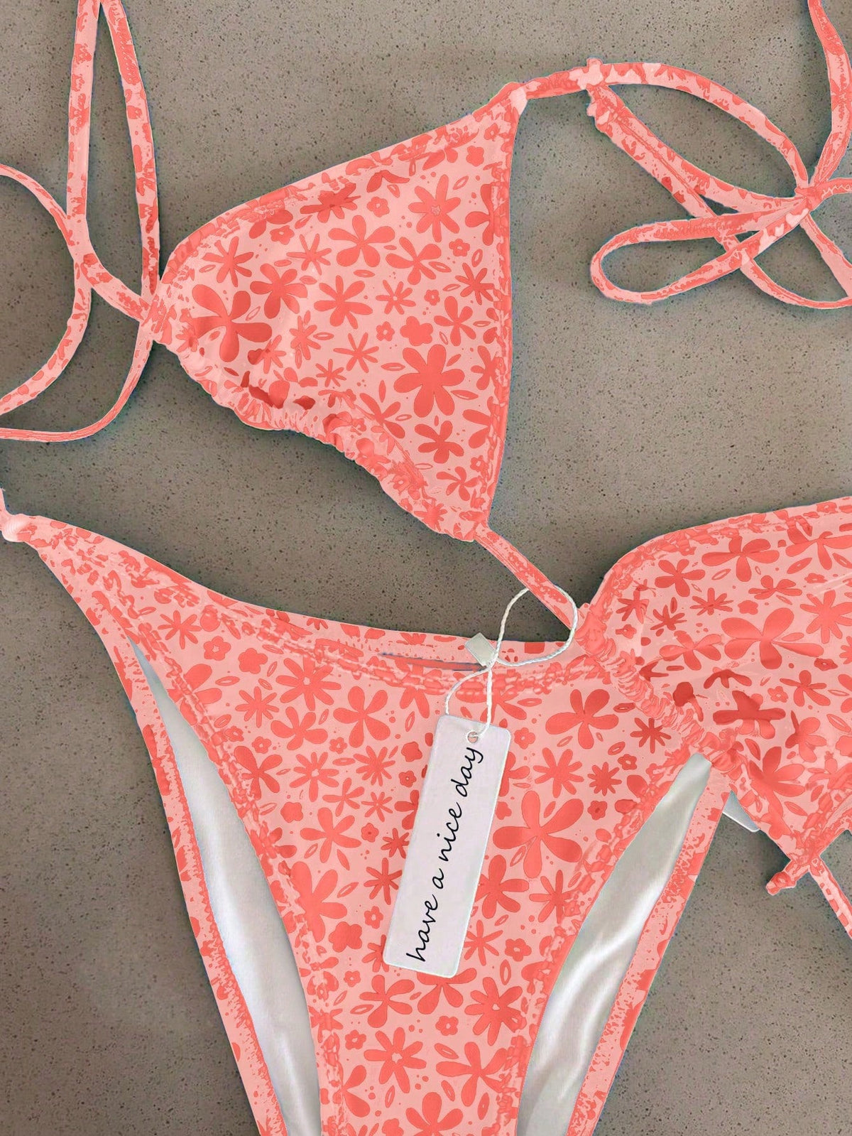 Vintage Blue & White Striped Tie Strap Bikini Set, Sexy Push-Up High Waist Slimming 2-Piece Beach Swimsuit, Suitable For Women's Summer Vacation