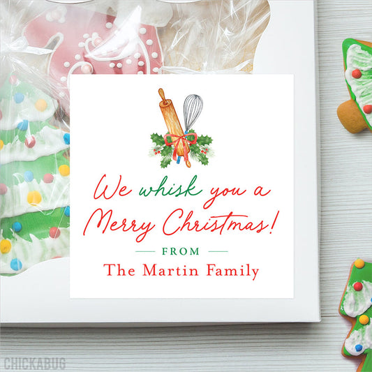 "We Whisk You a Merry Christmas" Food Gift Labels
