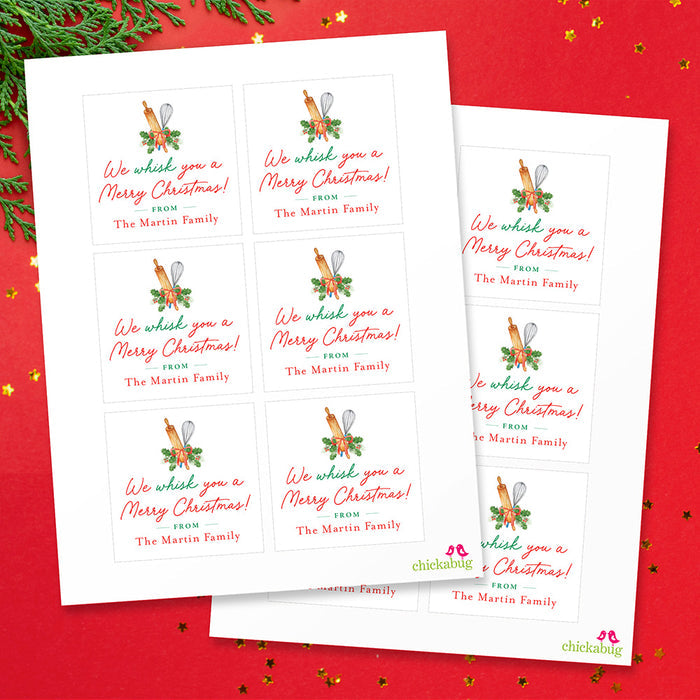 "We Whisk You a Merry Christmas" Food Gift Labels