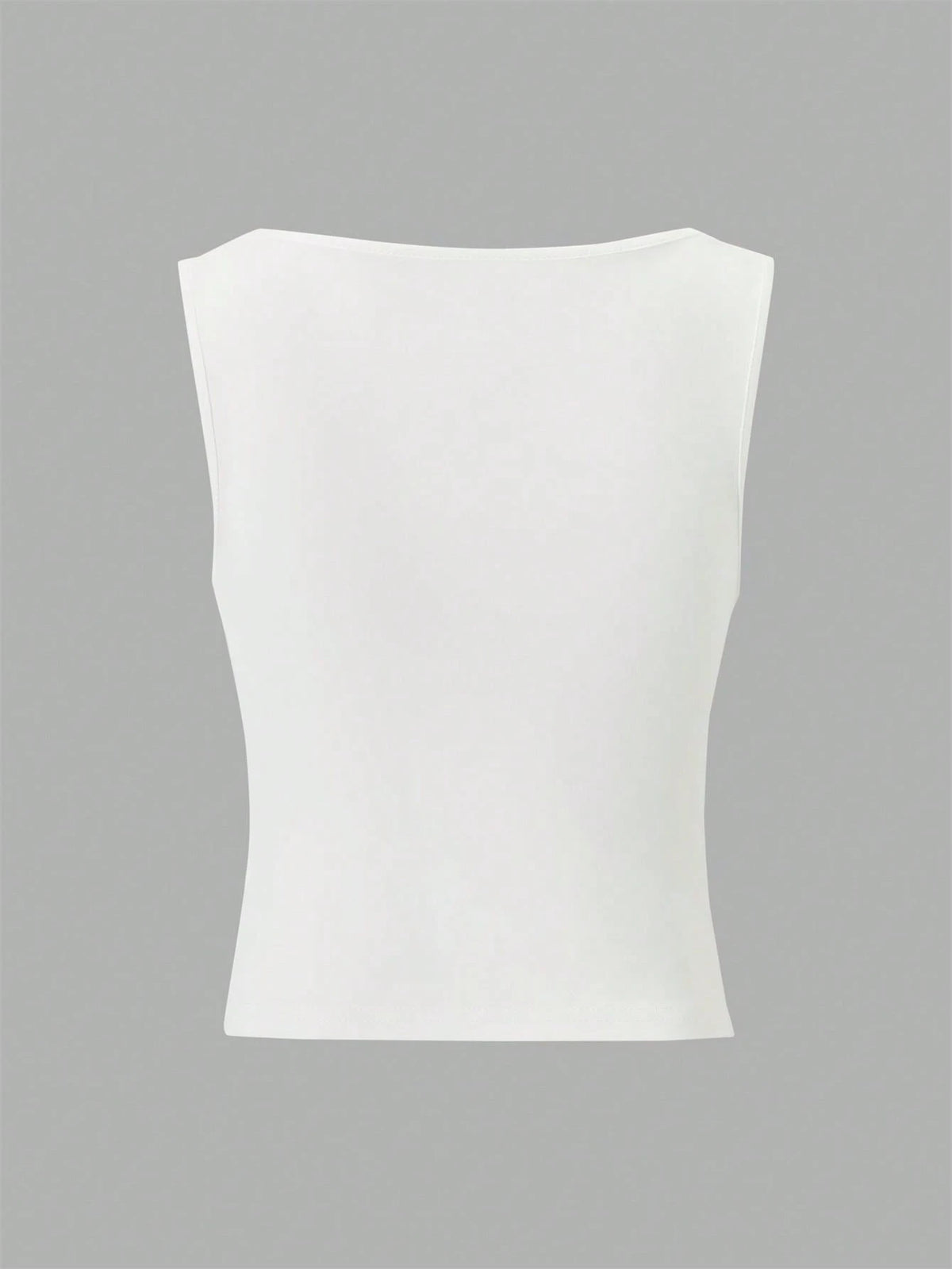 Women's Solid Color Double-Layer Pleated Square Neck Versatile Camisole, Spring/Summer Casual White