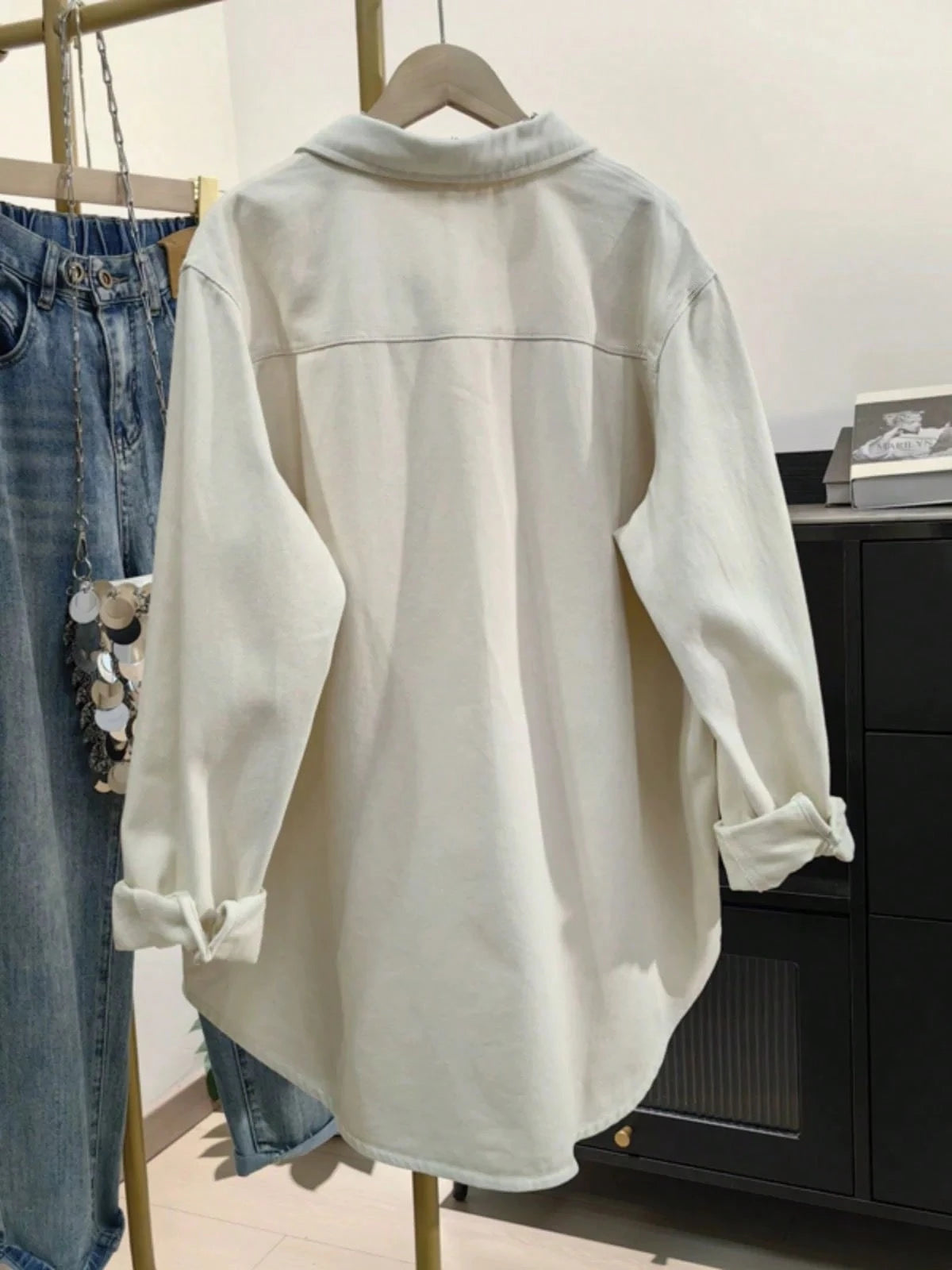 Women's Solid Color Pocket Front Button Casual Shirt, Spring