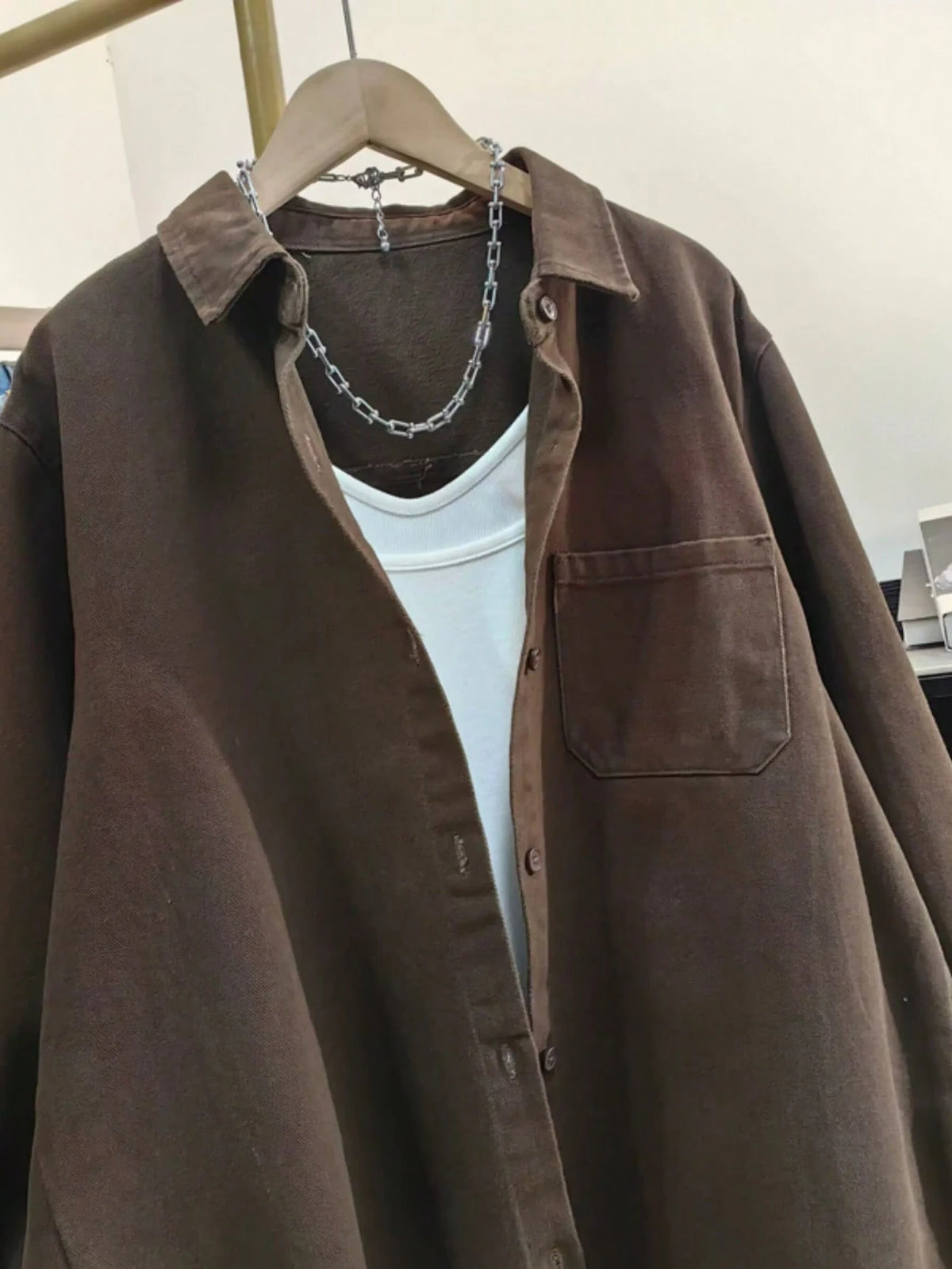 Women's Solid Color Pocket Front Button Casual Shirt, Spring