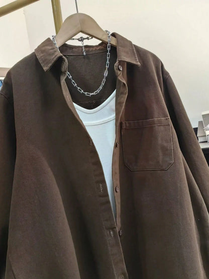 Women's Solid Color Pocket Front Button Casual Shirt, Spring