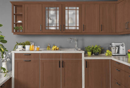 Retique It Wood'n Cabinet Kit with 12 grained Java stain doors for kitchen cabinets, showcasing natural wood grain finish.
